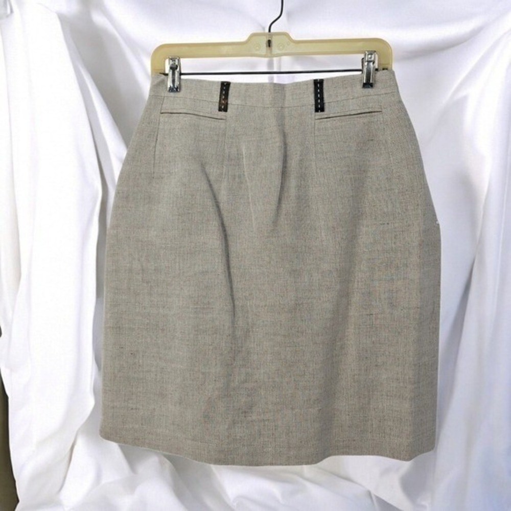 Harve Benard Linen Blend Pencil Skirt‎ Beige Oatmeal Size 10 High Waist Tailored